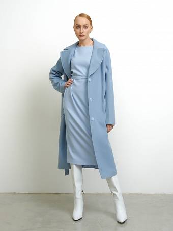 Голубое пальто-халат