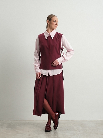 Бордовая юбка в складку Tulip
