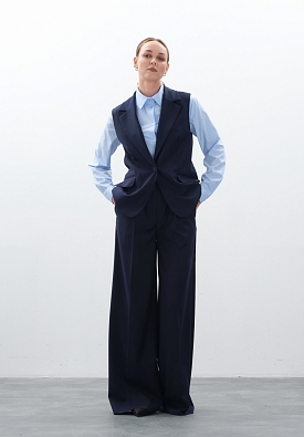 Широкие базовые синие брюки