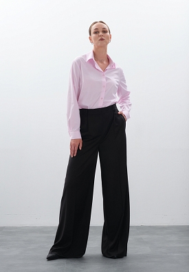 Широкие базовые черные брюки